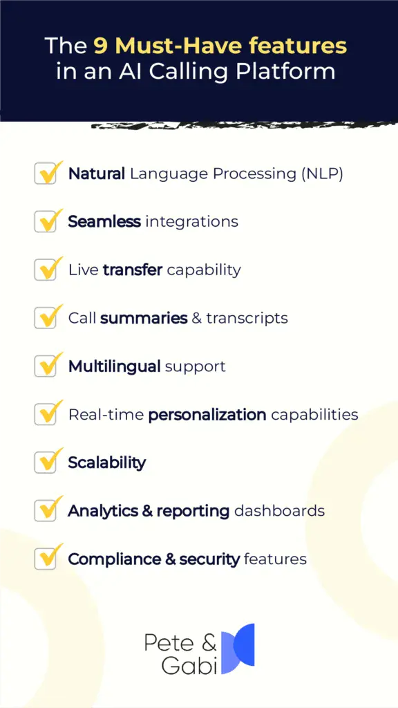 AI calling platform and features 