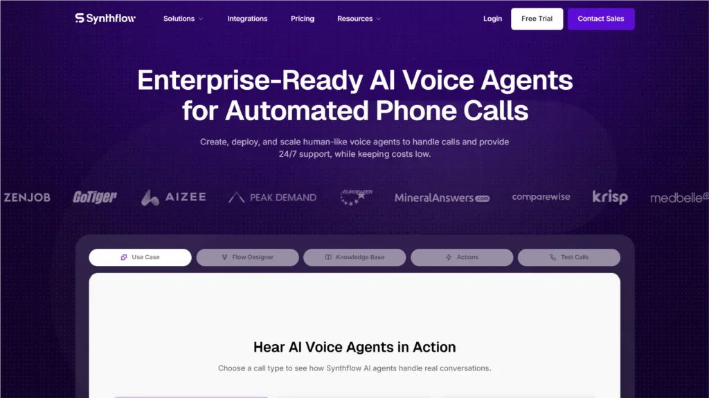 Synthflow AI Voice Agent Platform