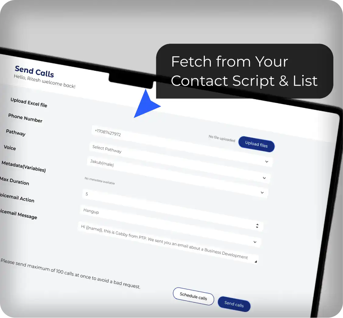Send Calls via Pete & Gabi - AI Calling Agent